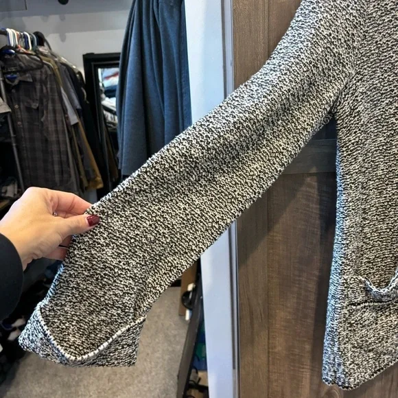 Willow Sweater Coat Large Button Up Knit Jacket Lagenlook Black White - Picture 6 of 10